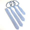 Fashion Chambray Blue Cotton Zipper Kids Tie